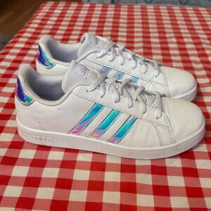 WOMENS LADIES ADIDAS Iridescent Low Top SNEAKERS WHITE IRIDESCENT ACCENTS Sz 5.5